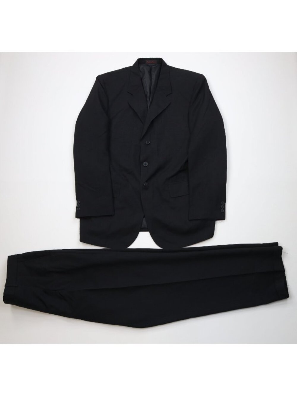 Vintage 90s Streetwear Mens 44L 2 Piece Knit Suit Wedding Black Wide Leg 38x32